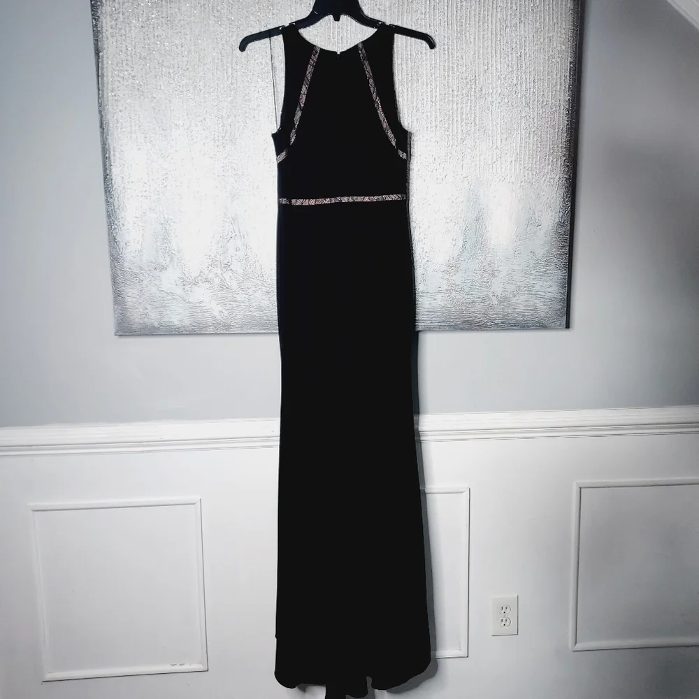 Adrianna Papell Lace Trim Asymmetric Stretch Formal Dress/Gown Sz-8 - Picture 3 of 9